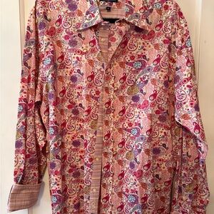 Robert Graham Multicolor Paisley Button-Down Shirt with‎ Pink & Cream Accents